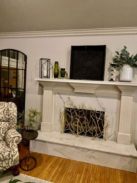 Quartzite fireplace before and after